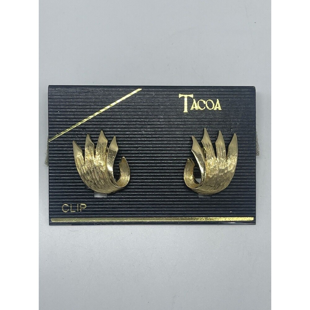 Vintage Tacoa Gold Tone Clip Earrings New